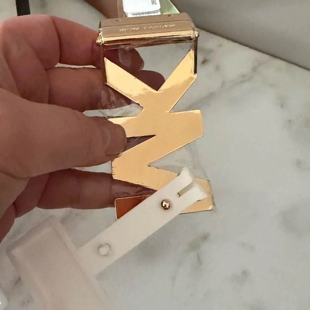 $68 Michael Kors Men's Belt with Gold MK Buckle genuine leather xl